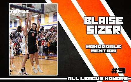 Blaise Sizer - Honorable Mention with picture of him shooting ball